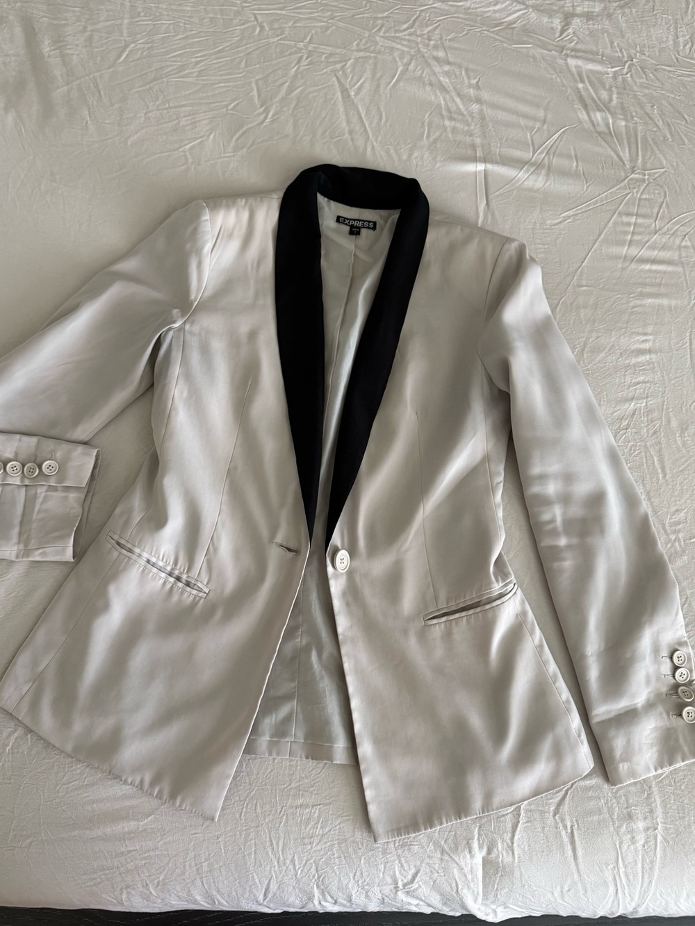 Express White Blazer with Black Trim Collar